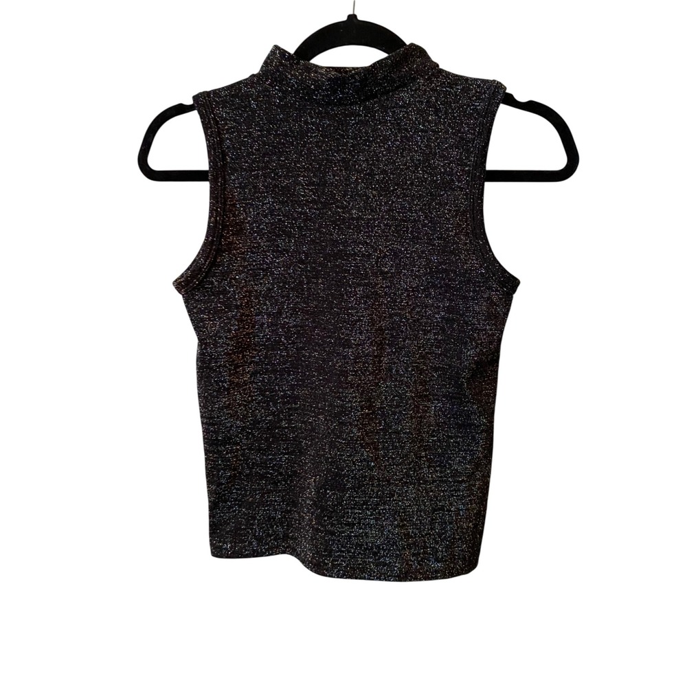 LC Couture Women's‎ Size M/L Black Sparkle Mock Neck Sleeveless Top